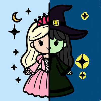 split princess and witch