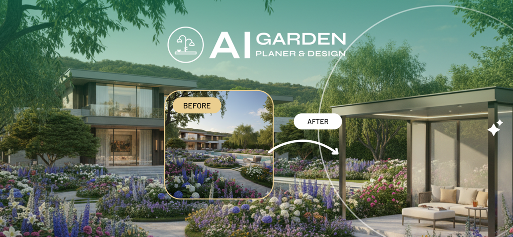 Vorher-Nachher-Landschaftsgestaltung mit der KI-Gartenplaner-App