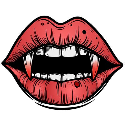 lips with vampire teeth
