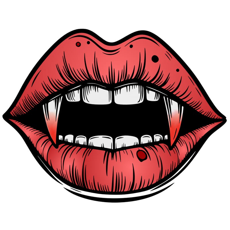 lips with vampire teeth