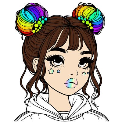 realistic girl with space buns