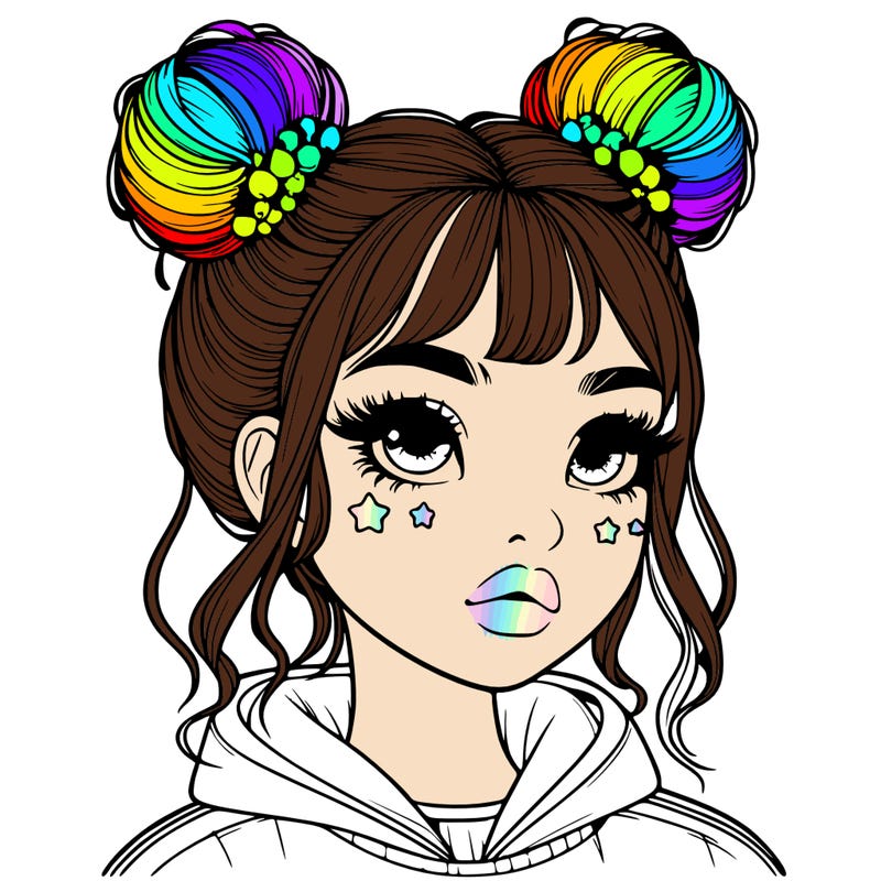 realistic girl with space buns