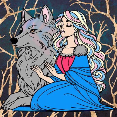 woman and wolf