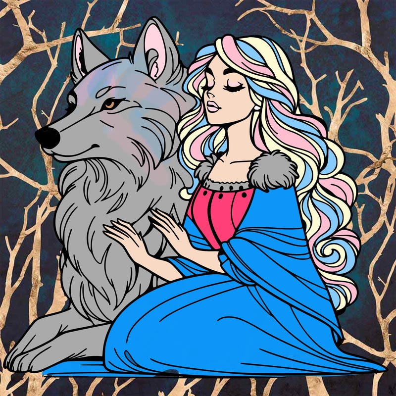 woman and wolf