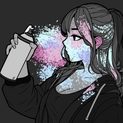 a realistic girl spray, painting