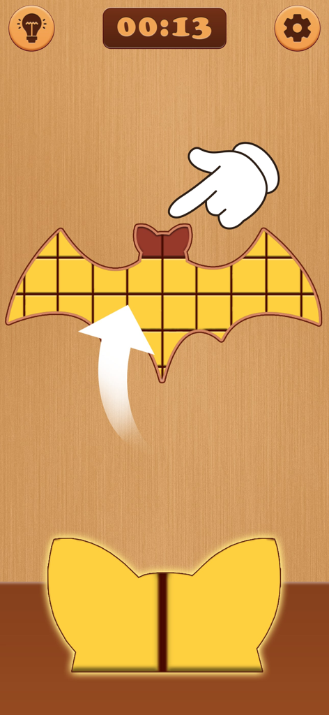 Build Up Tower Craft Games - Nivel de puzzle de bloques con silueta de murciélago en Build Up Tower Craft Games