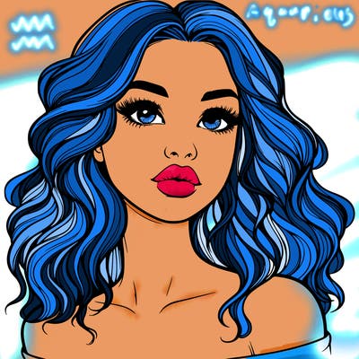 realistic girl with wavy hair and lips