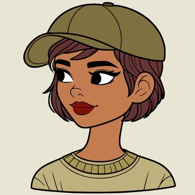 woman with short hair and a ball cap