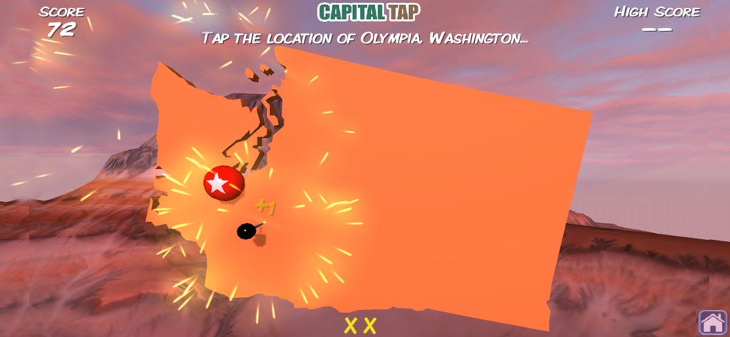 Gameplay of the Capital Tap bonus game in Stack the States 2 featuring the state of Washington.