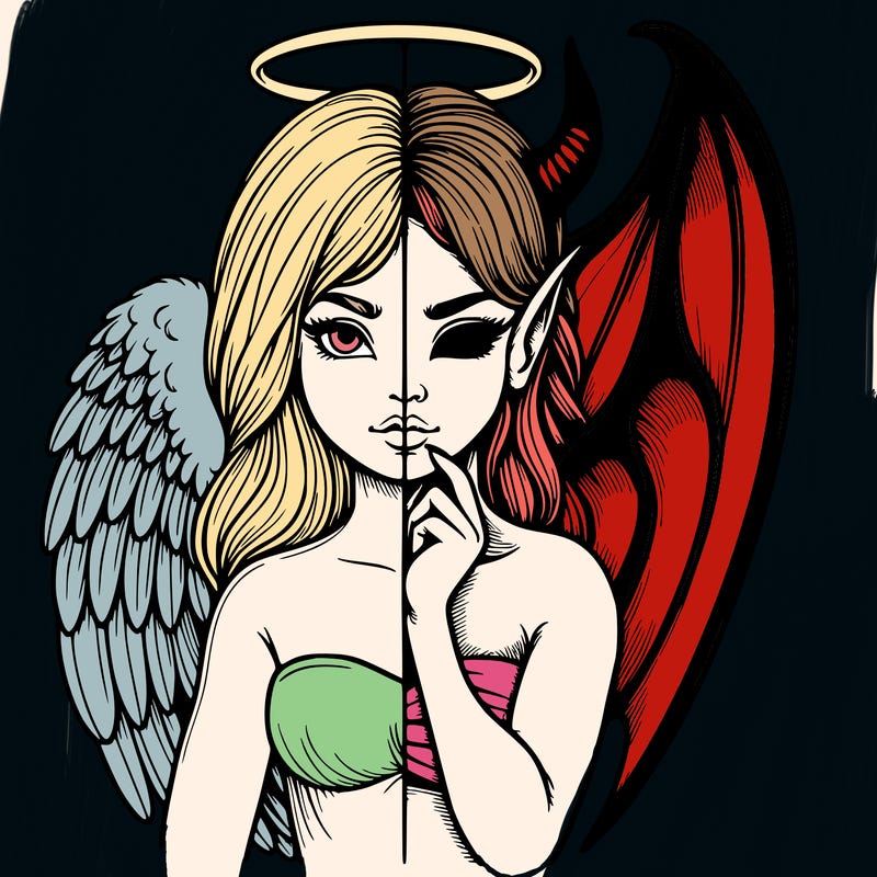 realistic angel half demon