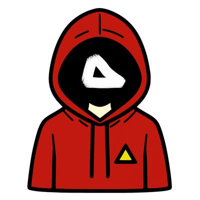 a person with non face waering a hoodie with a small triangle symbol