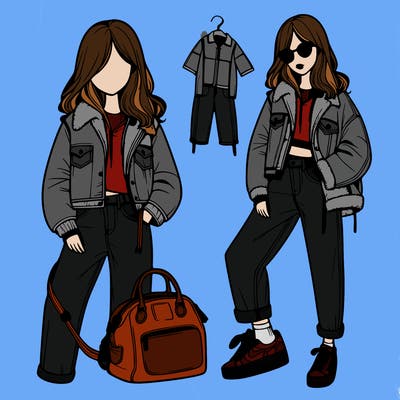 model, with cool clothes