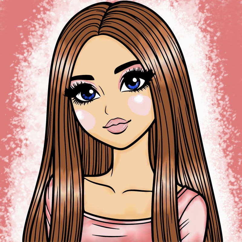 realistic girl with straight and long hair