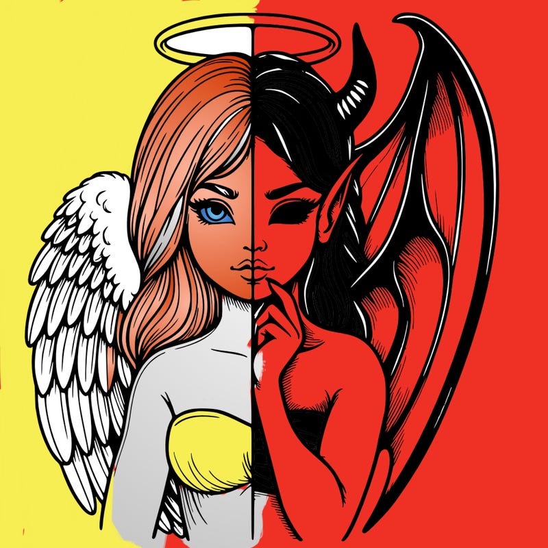 realistic angel half demon