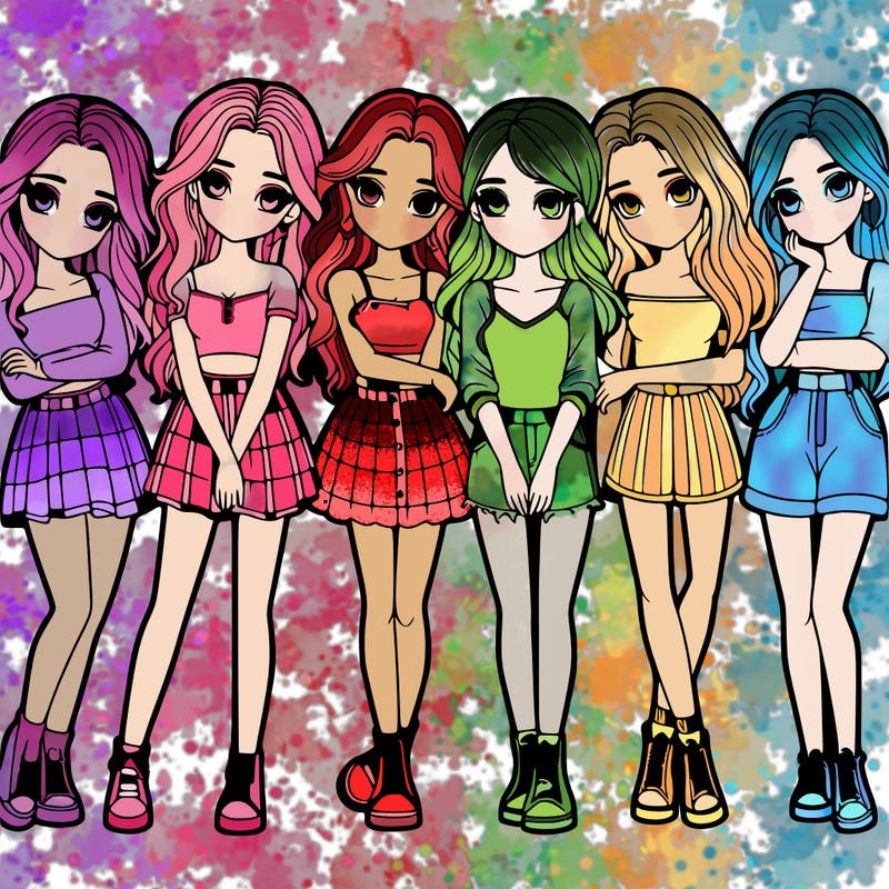 a group of girls realistic