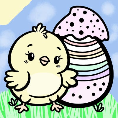 easter chick and easter egg
