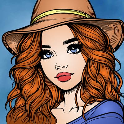 realistic girl with hat