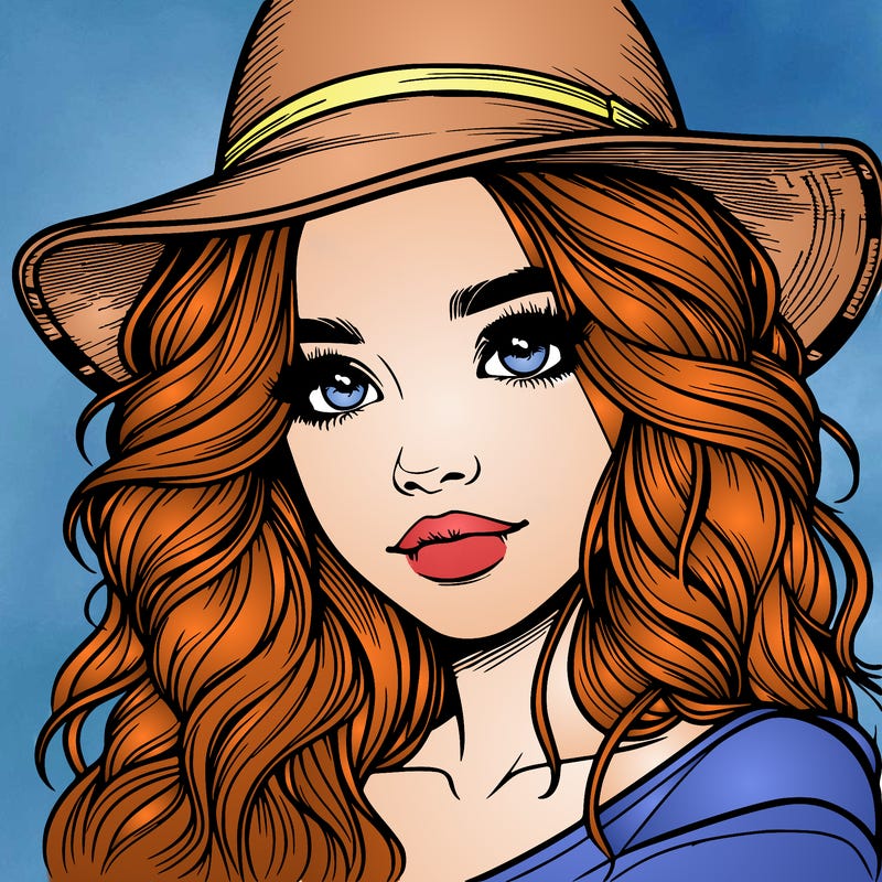 realistic girl with hat