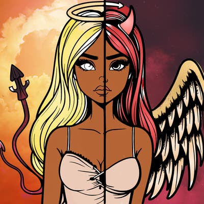 devil vs angel realistic girl