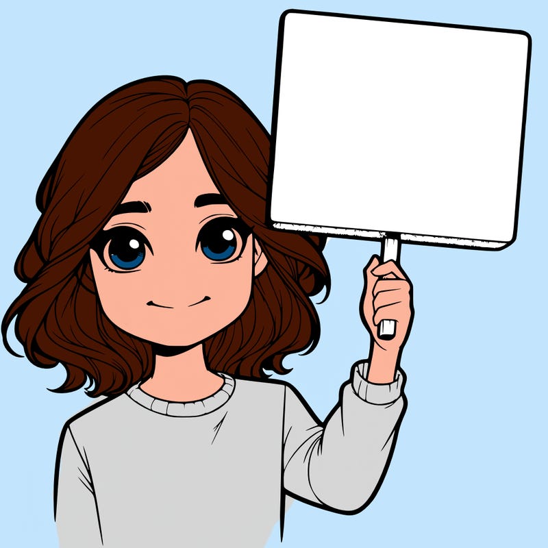 realistic girl holding up a sign