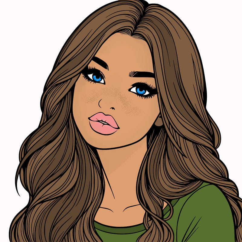 realistic girl with hair on her hair and lips