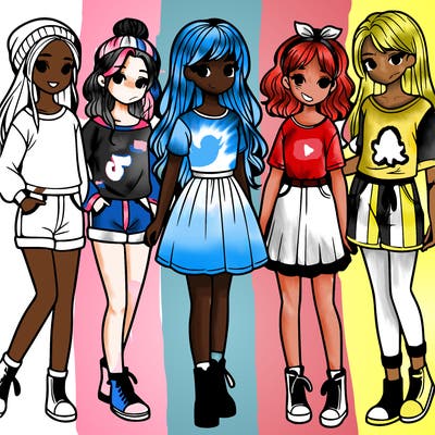 a group of five girls