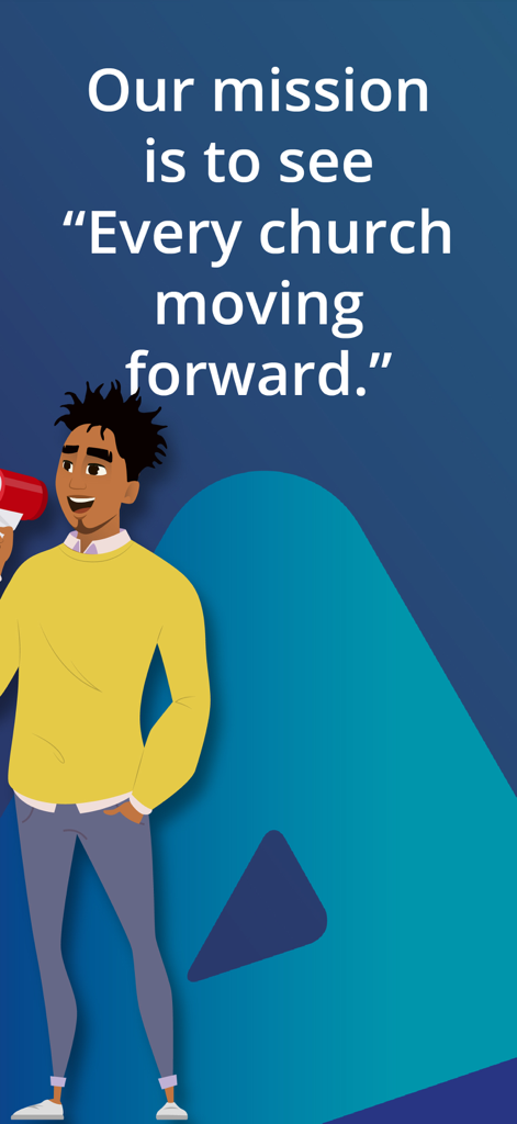 Avance - Avance app mission statement Every church moving forward with a character illustration