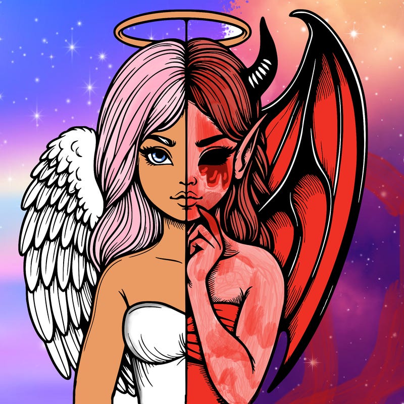 realistic angel half demon