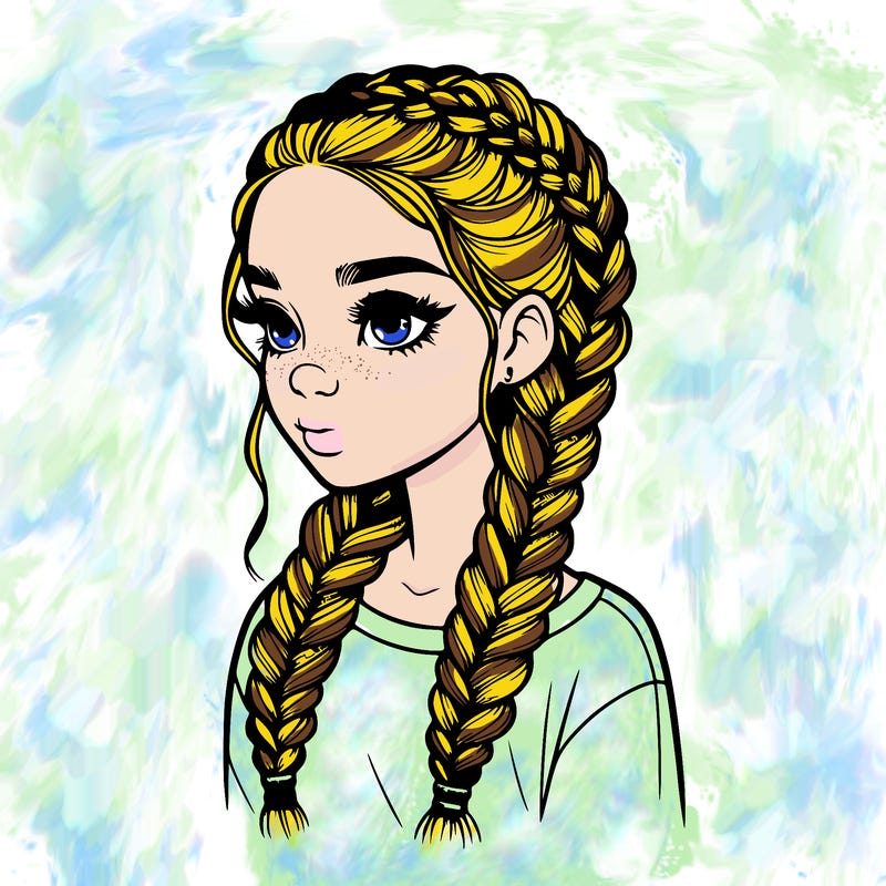 realistic girl with braids
