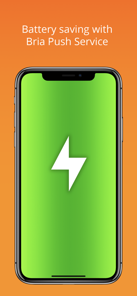 Bria Mobile: VoIP Softphone - Bria Mobile app interface highlighting battery saving through Bria Push Service