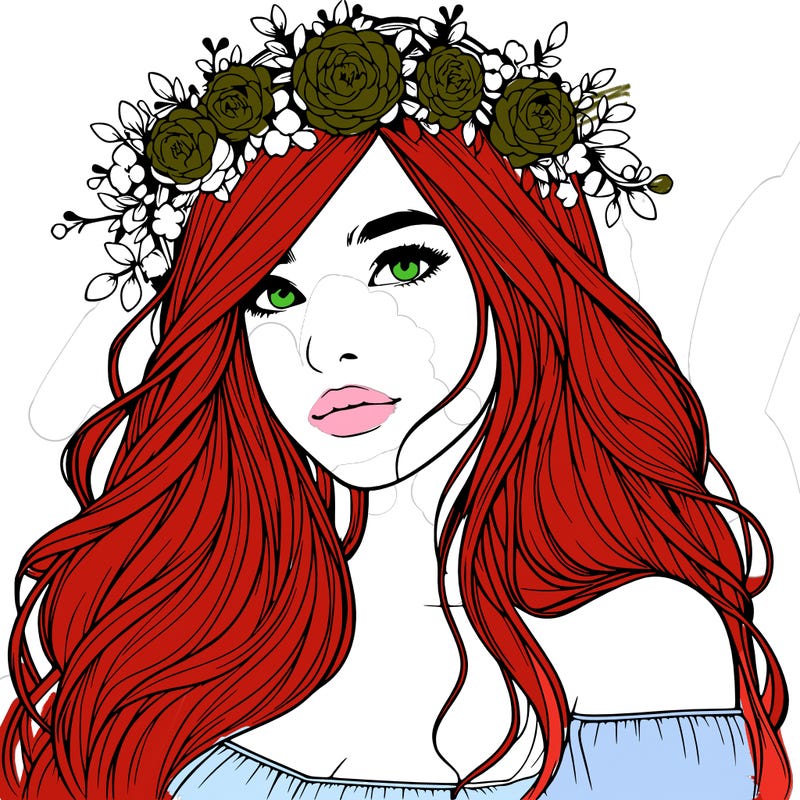 realistic girl with flower crown