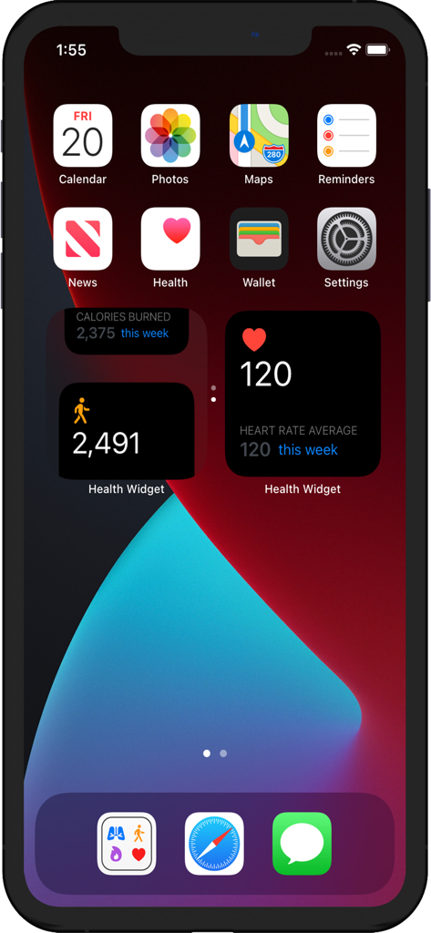 Health Widget App Pro - Health Widget App Pro home screen featuring steps and heart rate widgets