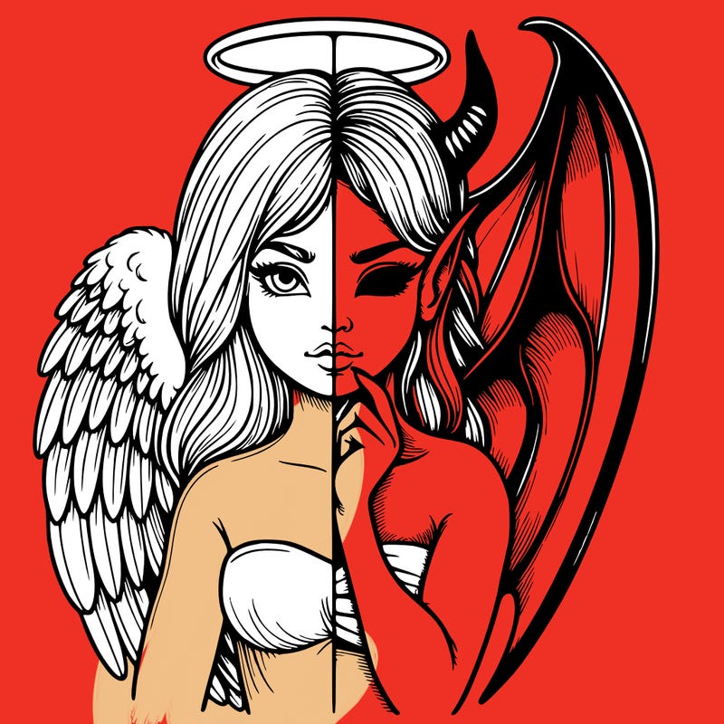 realistic angel half demon