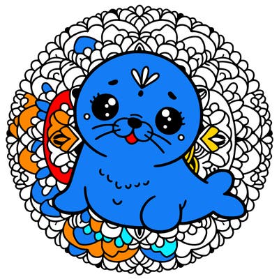 a cute baby seal mandala