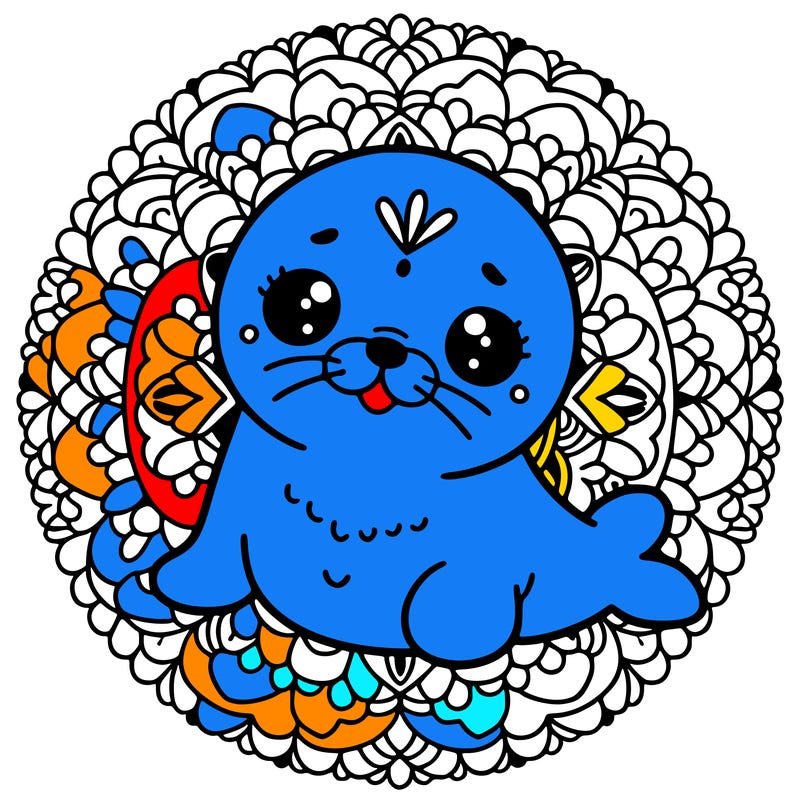 a cute baby seal mandala