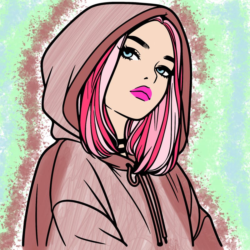 a realistic girl in a hoodie