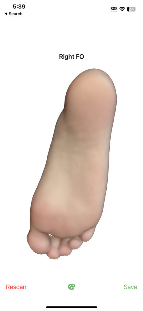 SnugFit O&P 3D Scanner - 3D scan of a right foot for custom orthotics in the SnugFit O&P app