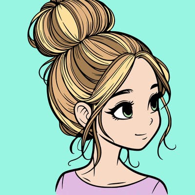 a realistic girl with a bun