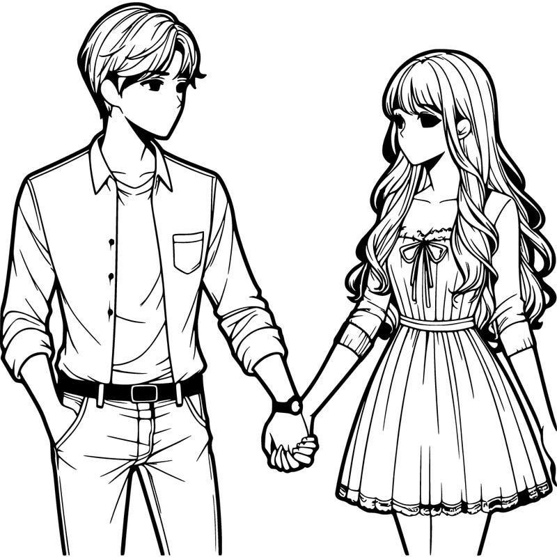 realistic couple holding hands