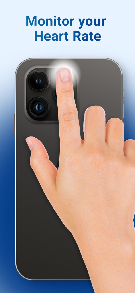 Blood Oxygen App - A hand placing a finger on a smartphone camera lens to monitor heart rate
