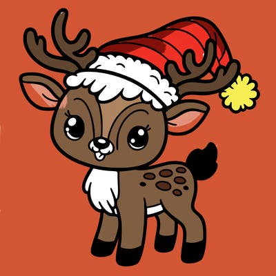christmas reindeer with santa hat