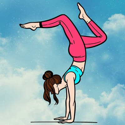a woman doing a handstand