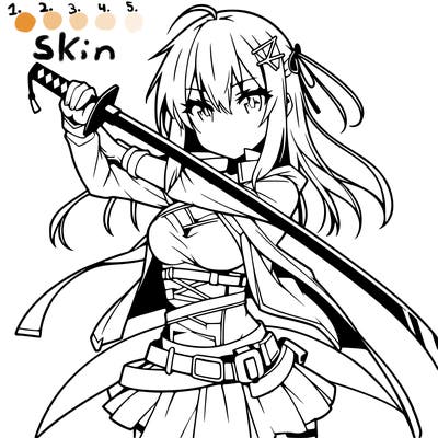 anime girl with sword in cool pose