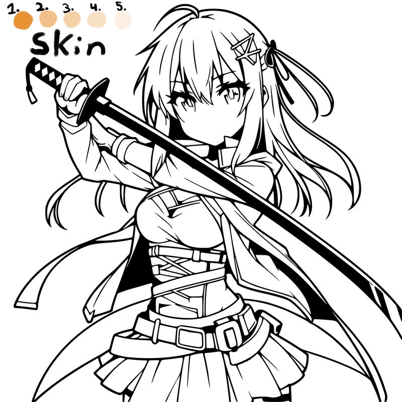 anime girl with sword in cool pose