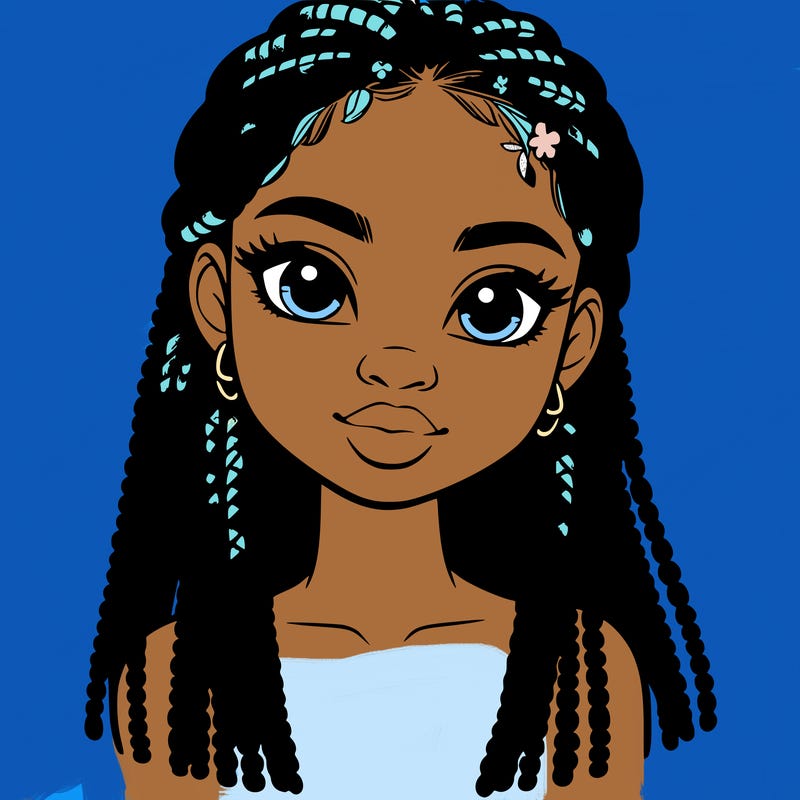 a realistic black girl with braids