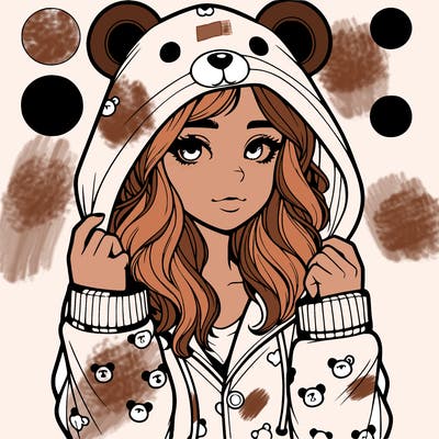 realistic girl in a animal pjs hoodie