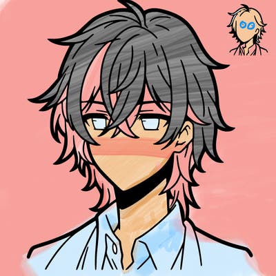 anime boy with shoulder length hair