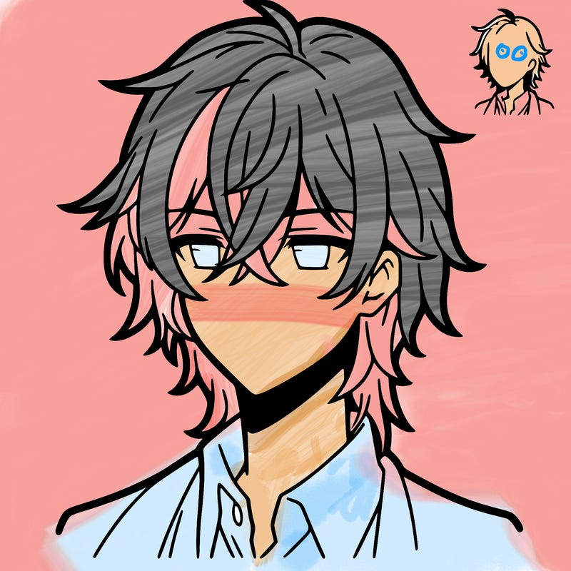 anime boy with shoulder length hair