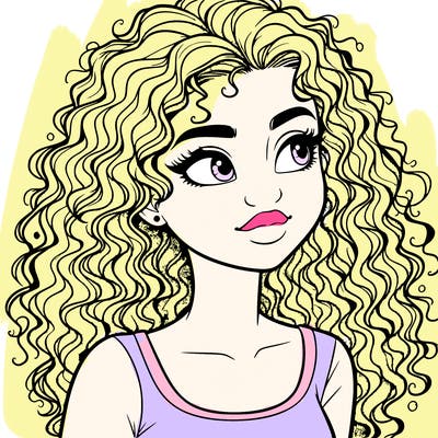 realistic girl with curly hair