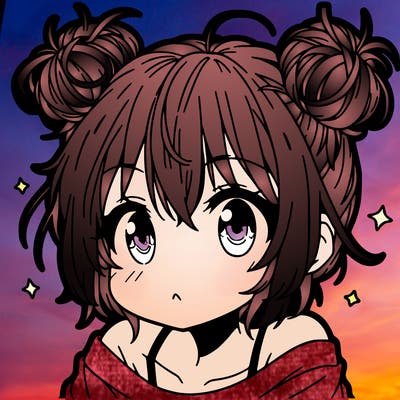 a manga girl with messy small buns